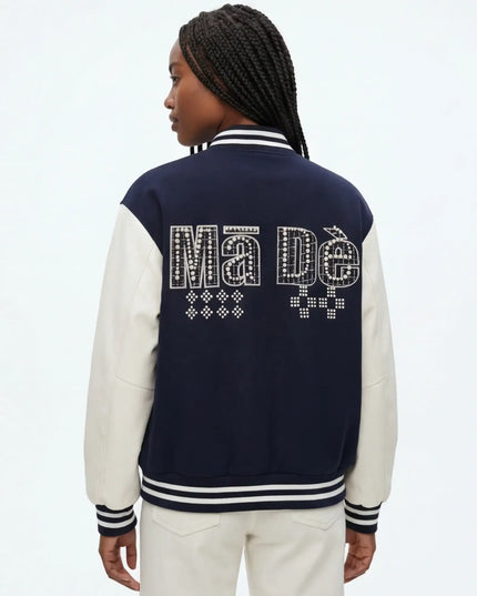 Front view of the Maison Grozavu Midnight Jacket Weave in jacket — showing the tailored hem.