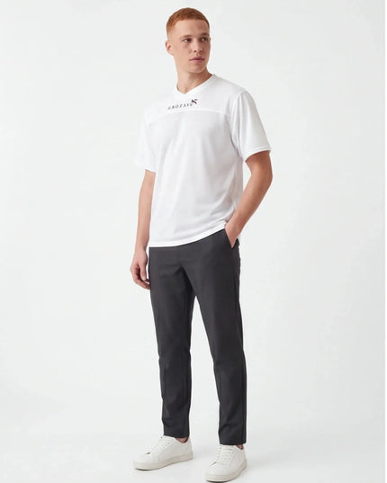 Front view of the Maison Grozavu Dune Tee Volume in weave — showing the sophisticated hardware.