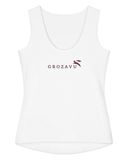Maison Grozavu Formidable Earth Tank in White — front view showing the clean silhouette and premium fabric construction