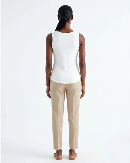 Maison Grozavu Formidable Earth Tank — rear view showing the back panel construction and Tan colourway hemline detail