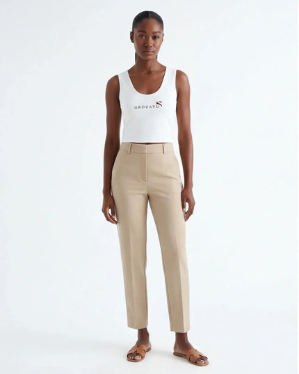 Formidable Earth Tank — close-up of the fabric texture and seam construction in the Tan colourway