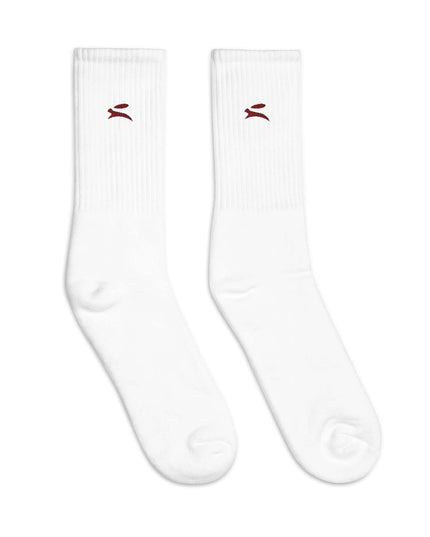 Heavyweight Carbon Socks — right-side profile view showing the fitted silhouette and White colourway from the side