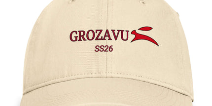 Grozavu enzyme-washed cotton twill cap, unstructured six-panel crown