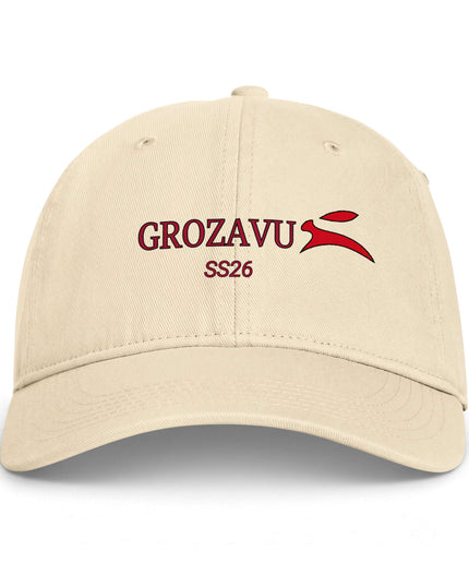 Grozavu enzyme-washed cotton twill cap, unstructured six-panel crown