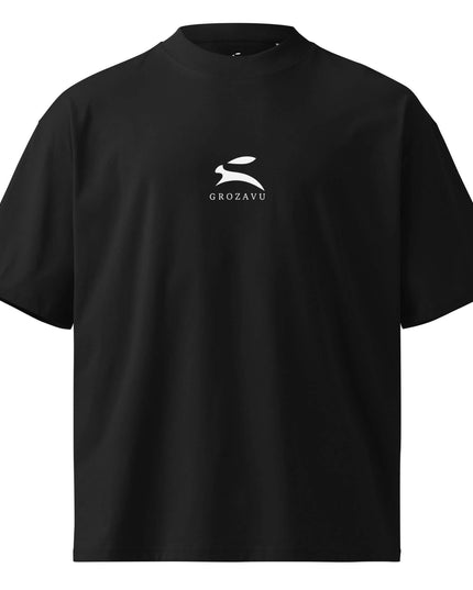 Front view of the Maison Grozavu Pure Carbon Tee in shirt — showing the refined stitching.