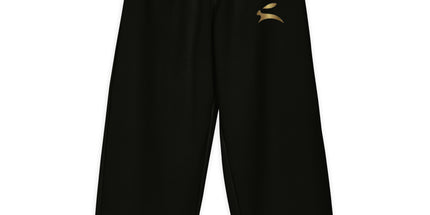 Grozavu wide-leg pants in 300 g/m2 cotton stretch, adjustable waist