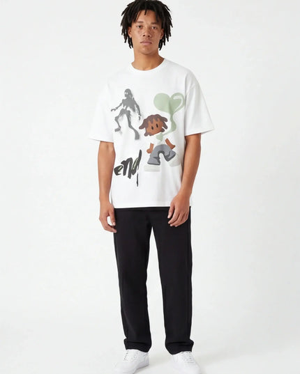 Front view of the Maison Grozavu Tailored Alabaster Tee in shirt — showing the refined stitching.