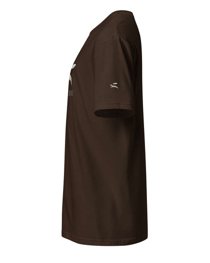 Front view of the Maison Grozavu Taupe Tee Loom in shirt — showing the tailored hem.