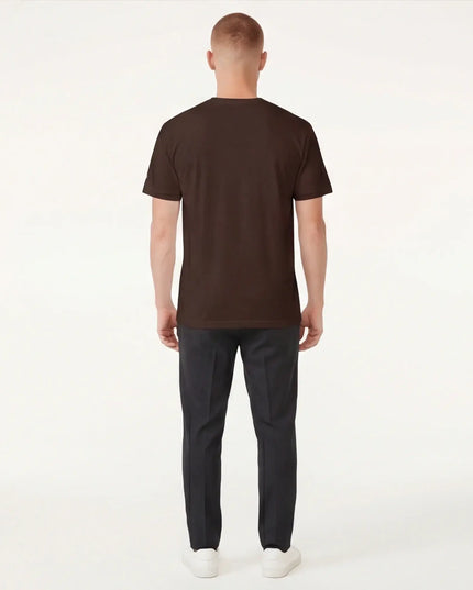 Rear view of the Maison Grozavu Taupe Tee Loom in shirt — showing the refined stitching.
