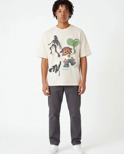 Front view of the Maison Grozavu Tailored Alabaster Tee in shirt — showing the effortless drape.