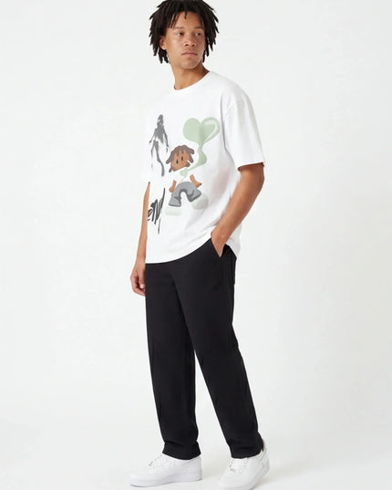 Front view of the Maison Grozavu Tailored Alabaster Tee in shirt — showing the tailored hem.