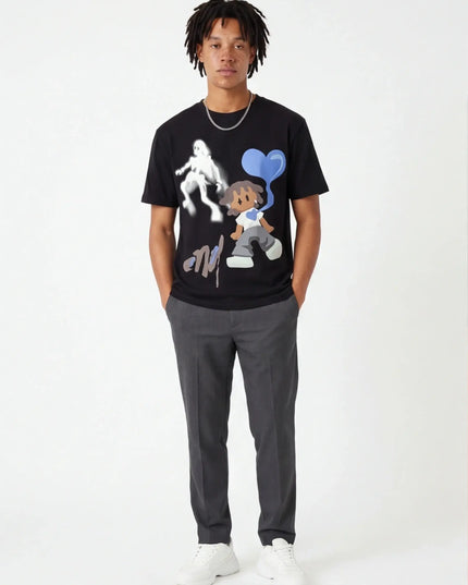 Front view of the Maison Grozavu Tailored Alabaster Tee in shirt — showing the refined stitching.