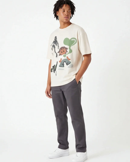 Front view of the Maison Grozavu Tailored Alabaster Tee in shirt — showing the relaxed fit.