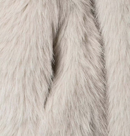 Faux Fur Zipper Coat – Elegant Fit showcasing a soft, luxurious faux fur texture in a classic white color.