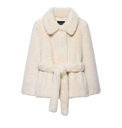 Faux Fur Waistcoat Jacket – Slim Fit featuring soft luxury fabric and a flattering silhouette in classic white.
