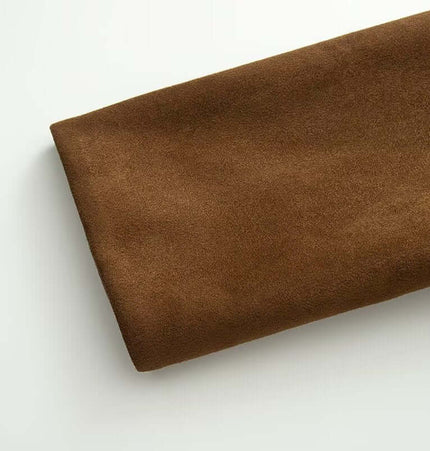 Faux Suede Stand Collar Jacket – Loose Fit brown fabric swatch showcasing soft texture and premium quality