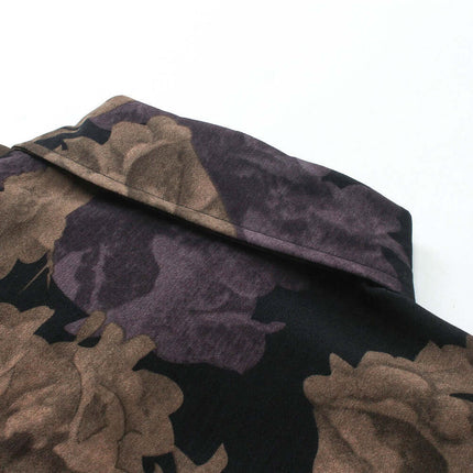 Floral Short Sleeve Shirt – Loose Fit close-up of collar and floral print details.