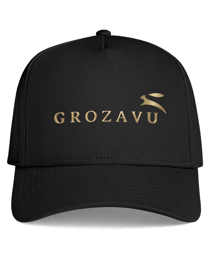 Grozavu structured snapback cap in cotton twill, high-profile crown with curved peak