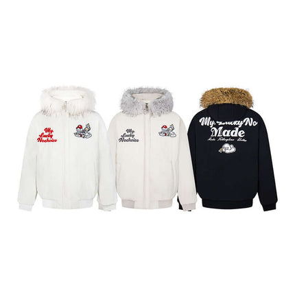 Fur Collar Embroidered Hooded Cotton Coat collection with varied designs and colors, showcasing stylish embroidery and fur collars.