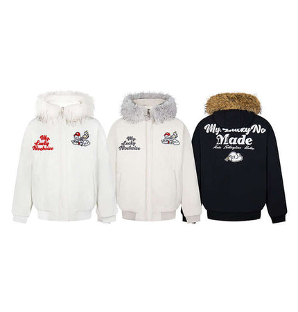 Fur Collar Embroidered Hooded Cotton Coat collection with varied designs and colors, showcasing stylish embroidery and fur collars.