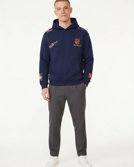 Maison Grozavu Ash Hoodie Drape in signature tone — front view showing the subtle drape of the fabric