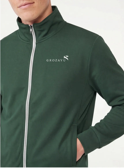 Back view of track jacket by Grozavu