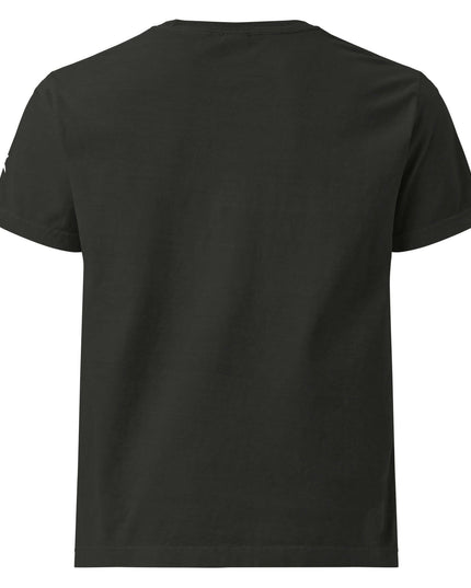 Black garment-dyed oversized tee in 220 g/m² ring-spun cotton, back view