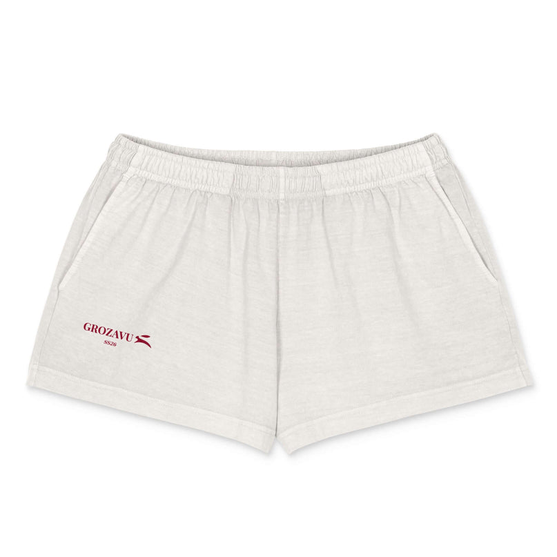 Grozavu garment-dyed shorts in 220 g/m2 ring-spun cotton, relaxed flared fit
