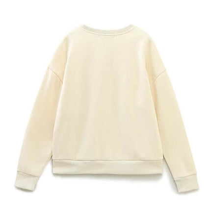 Back view of the Grozavu Girl Print Round Neck Sweatshirt in soft fabric, ideal for casual wear.