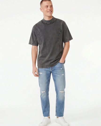 Maison Grozavu Ghost Tee Cut in signature tone — front view showing the structured collar construction