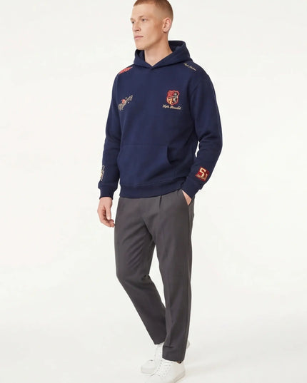 Maison Grozavu Ash Hoodie Drape in signature tone — front view showing the precise sleeve cut