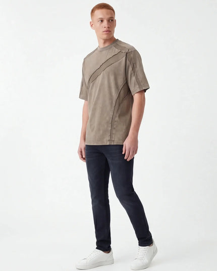 Front view of the Maison Grozavu Ivory Tee Structure in shirt — showing the effortless drape.