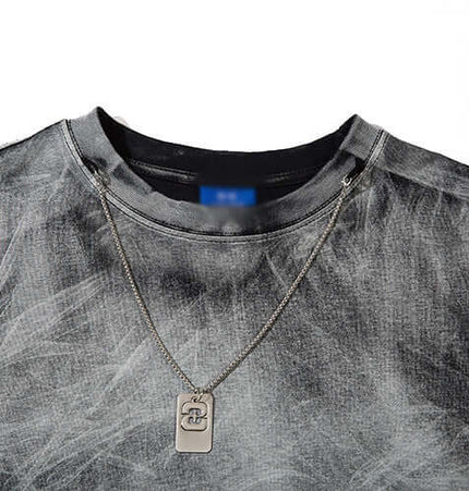 Gradient Chain Tank Top – Loose Fit with artistic chain strap and stylish distressed design.