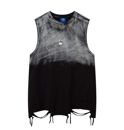 Gradient Chain Tank Top – Loose Fit featuring a tie-dye design and distressed detailing for bold summer style.
