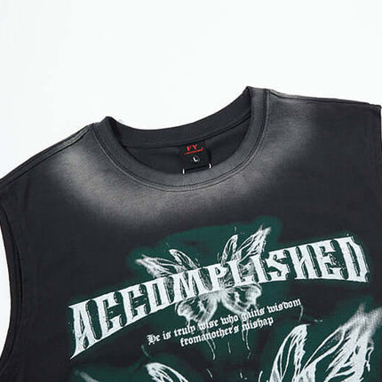 Graffiti Butterfly Print Tank Top - Loose Fit showcasing bold print and comfortable sleeveless design.