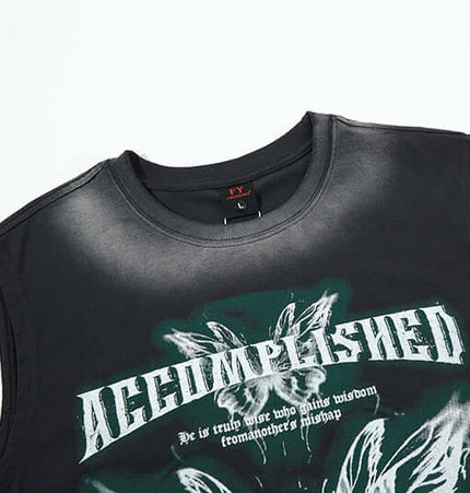 Graffiti Butterfly Print Tank Top - Loose Fit showcasing bold print and comfortable sleeveless design.