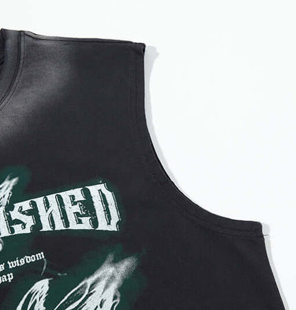 Graffiti Butterfly Print Tank Top - Loose Fit featuring a bold graphic design and a comfortable sleeveless style.