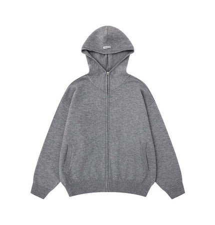 Casual Solid Color Tracksuit Set featuring a grey zip-up hoodie for modern women's comfort and style.