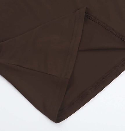 Close-up of the soft fabric of the Suspender Halter Vest – Slim Fit in brown color, showcasing the stitching detail.