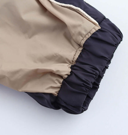 Close-up view of the waistband of the Color Block Jacket and Long Pants Set, showcasing its elastic design and stitching.