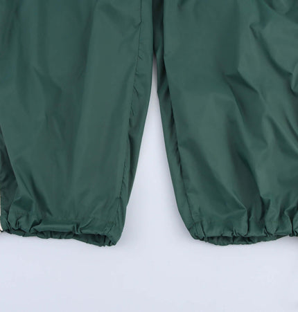 Color Block Jacket and Long Pants Set featuring trendy long pants in green and beige.