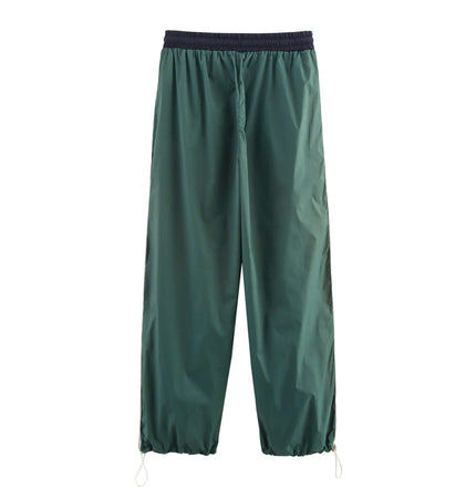 Color Block Jacket and Long Pants Set featuring stylish long green pants with elastic waistband and sporty design.