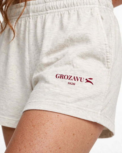 Macro of the lived-in garment dye on the 220 g/m² cotton shorts