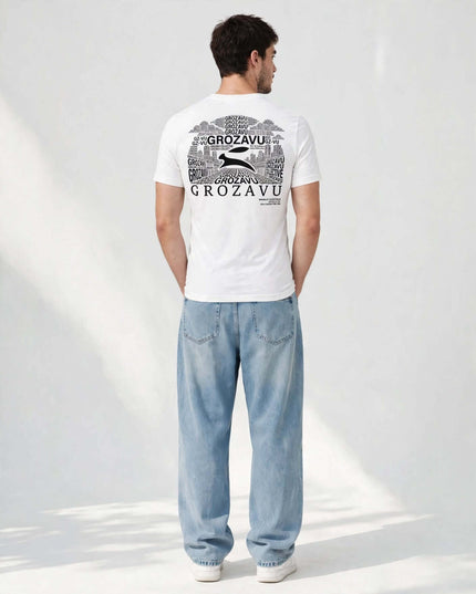 Back view of the white light jersey fitted tee