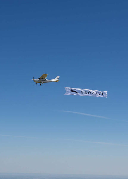 Close-up detail showcasing the high-quality fabric and precise stitching on a Grozavu sweatshirt