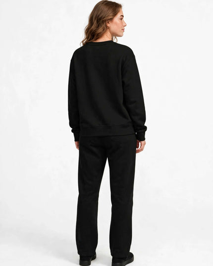 Back view of the black pure cotton crewneck sweatshirt