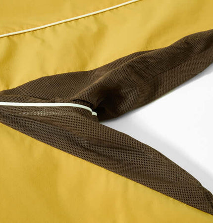 Close-up of Retro Hooded Zip Jacket – Loose Fit showing the fabric texture and zipper detail.