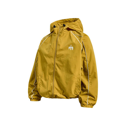Retro Hooded Zip Jacket – Loose Fit in bold yellow color with hood and zip-up closure.
