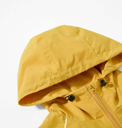 Retro Hooded Zip Jacket – Loose Fit in yellow with hood and zip-up closure for a casual street style look.