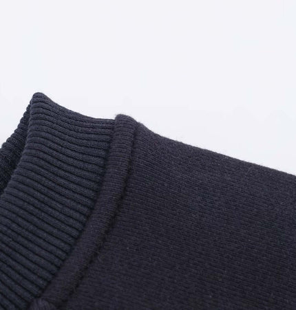 Close-up view of the collar detail on the Retro Printed Pullover Hoodie – Loose Fit, showcasing its relaxed style.